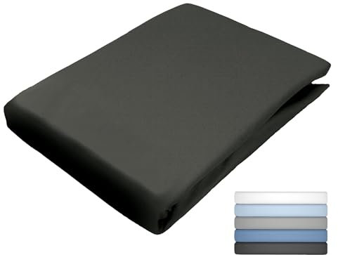 JACK Uni Spannbettlaken Satin 100x200 / 140x200 / 180x200 cm einfarbig Spannbetttuch viele Farben, Farbe:Anthrazit, Größe:140x200cm Spannbettlaken