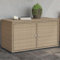 Myheimly Gartenschrank, Geräteschrank mit viel Stauraum, Beistellschrank Schrank mit Türen, Balkonschrank Terrassenschrank, Poly Rattan Gartenschrank Beige,110x55x60.5 cm