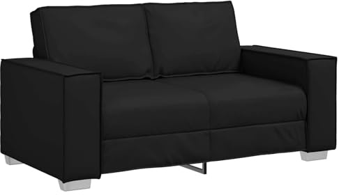 vidaXL Divano a due posti Nero 160 cm Pelle Sintetica, Soggiorno, divano moderno, poltrona elegante, design rettangolare, ecopelle resistente, posti morbidi, seduta ergonomica