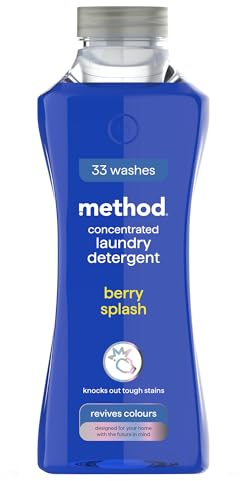 method Concentrated Laundry Detergent, Washing Liquid Fresh Berry Scent, 1 x 33 Washes, 1 x 990ml