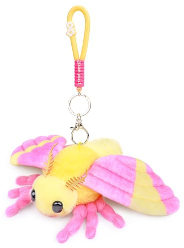 lilizzhoumax Ahornblattmotte Schlüsselanhänger Spielzeug Plüschtier Tasche Anhänger Plüsch schönes Tier niedliche und weiche Kreatives personalisiertes Geschenk für Kinder Jungen Mädchen 7” Rosa