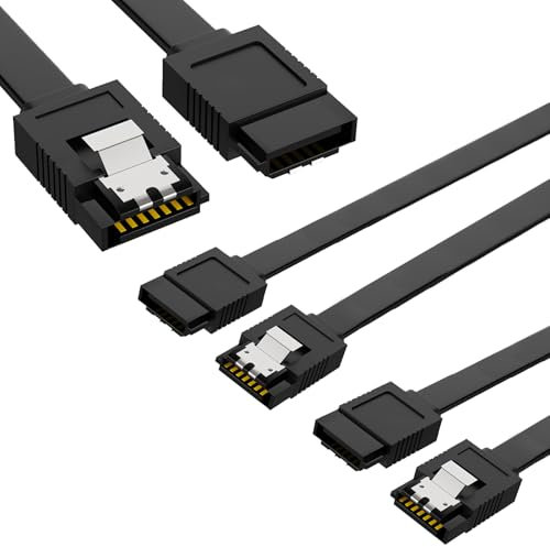 3 PCS sata cables III,sata data cable,6Gbps HDD Data cable,6Gbps Straight Compatible with SATA HDD, CD burner, SSD, CD drive, Blu-ray drive etc（Black）