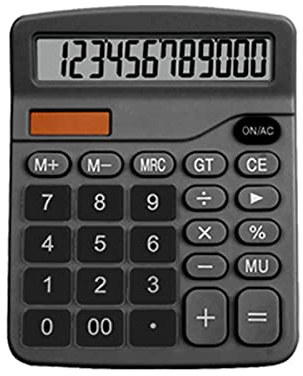 Haofy Miniräknare, Bärbar och Lättanvänd Miniräknare Desktop Standard 12-siffrig Solenergi och Batteri Dual Power med Stor LCD-skärm för Kontor, Hem, Skola Rosa (BLACK)