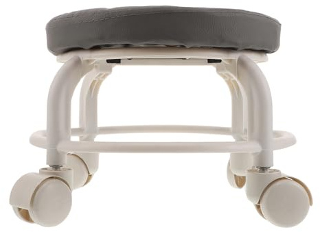 SEWACC Tabouret à roulettes Pivotant Bas Siège Similicuir pour Atelier Garage ou Salon Tabouret Mobile et Confortable