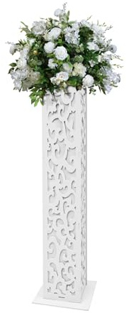 CHUOZI Columnas de flores huecas, columna romana alta, blanca con luz LED, pilar tallado para exhibición, ideal para decoraciones, fiestas de cumpleaños y eventos