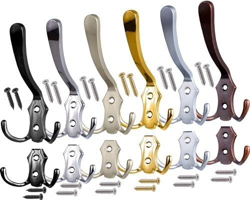 Stahlia Garderobenhaken GOLD (5 Stück) Haken zum Schrauben vintage Kleiderhaken Garderobe KURZ Haken für Garderobe Metallhaken