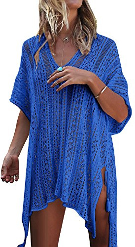 HARHAY Women's Summer Swimsuit Bikini 2023 Beach Swimwear Crochet Cover up Blue