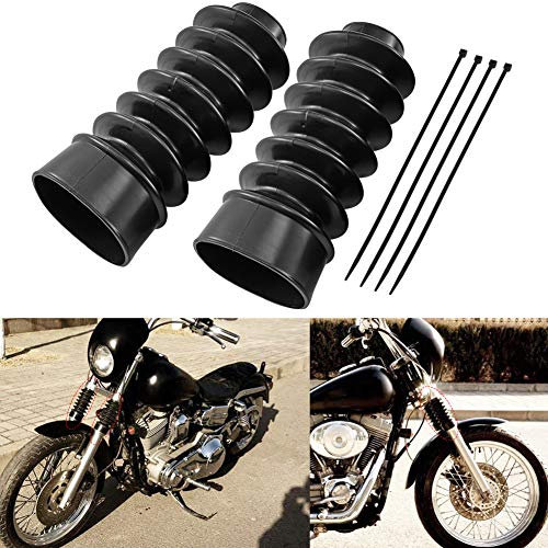 KATUR 190 MM Motorrad Schwarz gabelstiefel Schutz Staubschutz Motorrad Universal Gummi Vordergabel Schmutzabdeckung Fahrer Vordergabel Stoßdämpfer Set (2er Pack)