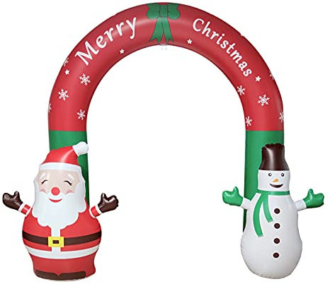 Irishom Muñeco de Nieve Papá Noel Modelo Inflable,Decoraciones Inflables Navideñas Arco Patio Decoración Navideña Resplandor,con Luces LED Color Ajustable