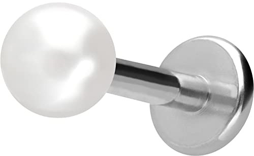 PIERCINGLINE Piercing de titanio con rosca interior, perlas sintéticas, para oreja, hélix, tragus, color y tamaño a elegir