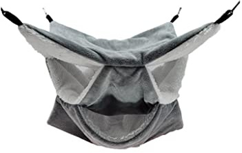 Voarge Small Animals Hammock 3 Tiers Swing Hanging Bed, Cage Toy Hideout Small Pet Swing Squirrel Hideaway, Warm Hammock for Parrot ferret Squirrel Hamster Rat Playing Sleeping, Grey