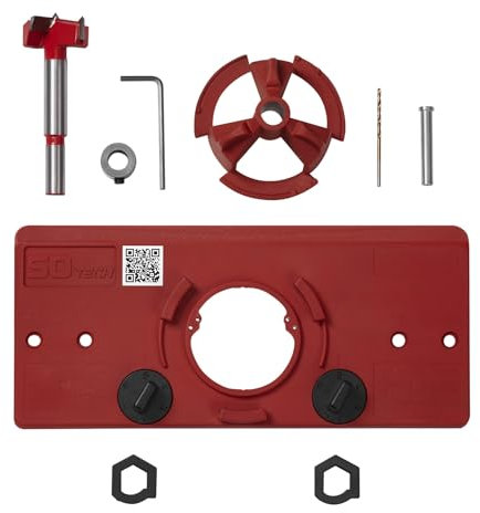 SOTECH Topfband-Bohrschablone mit Forstnerbohrer Ø 35 mm für Topfscharniere SO-T52 mit einem Bohrlochabstand von 52 mm