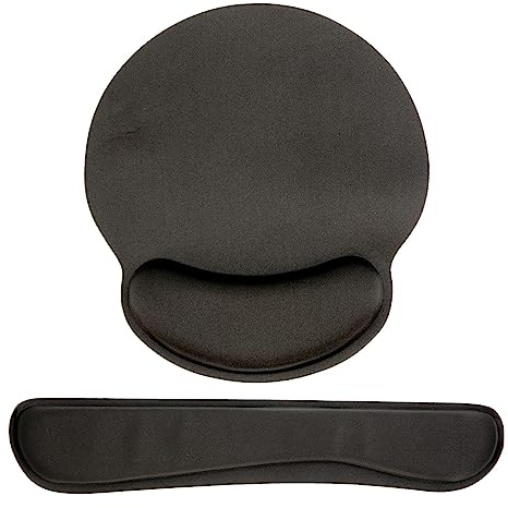 Cadorabo 2-teiliges Set ergonomisches Mauspad und Tastatur Gelenkauflage in Schwarz - Rutschfeste Unterlage mit Handgelenkstütze für Maus und Tastatur, für bequemes Arbeiten an Computer und Laptop