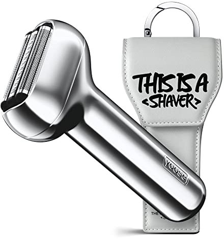 yoose mini Rasierer Herren elektrisch, IPX7 wasserdicht und Type-C wiederaufladbar Elektrorasierer Herren, mini Rasierer mit Zwei Geschwindigkeiten und magnetische Scherkopf, Folienrasierer silber