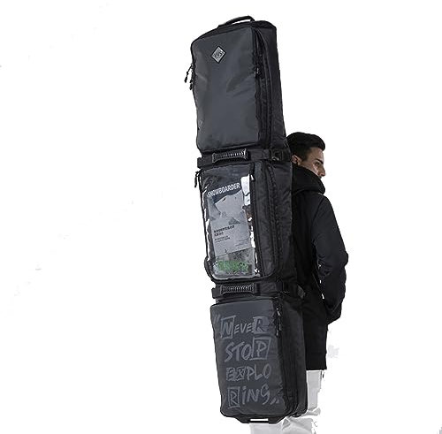 HMWOKPOT Skitaschen Mit Großem Fassungsvermögen Und Rollen, Tragbare wasserdichte Snowboardtasche Für Roadtrips Und Flugreisen, Passend Für 2 Sätze Ski,150x40cm