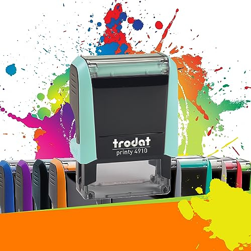 Trodat Printy 4910 - Tampon Encreur Professionnel Automatique 2 lignes À Personnaliser - Empreinte 26 x 9 mm Offerte (Vert Pastel)