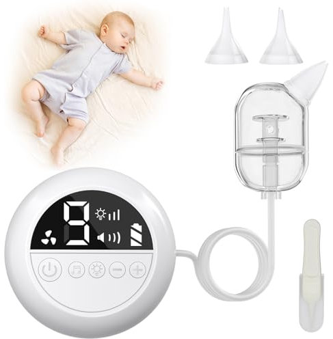 AOSITE Nasensauger Baby Elektrisch, Nasensauger Baby Staubsauger für Neugeborene mit 9 Saugstufen und 3 Silikonspitzen, Nasensauger Elektrisch für Kinder Wiederaufladbare Musik mit LED-Licht