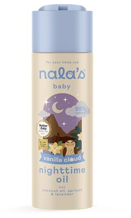 Nala's Baby Nighttime Oil Vanilla Cloud | Award-winning |99% Natural | Paediatrician-approved | Shea Butter, Cocoa Butter and Camomile | Vegan | 200ml | Nalas Baby