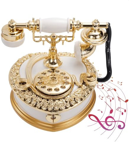Carillon Musicale a Manovella Telefono Fisso Vintage PER ELISE Ragazza Regalo per Natale e Compleanno Carillon Portagioie Decorazione Della Casa