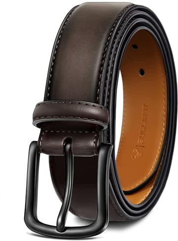 BULLIANT Gürtel Herren, Ledergürtel Herren-gürtel für Jeans,31mm Breit Gürtel,Größe Fest(Dunkelbraun,140cm/48-50 taille verstellbar)