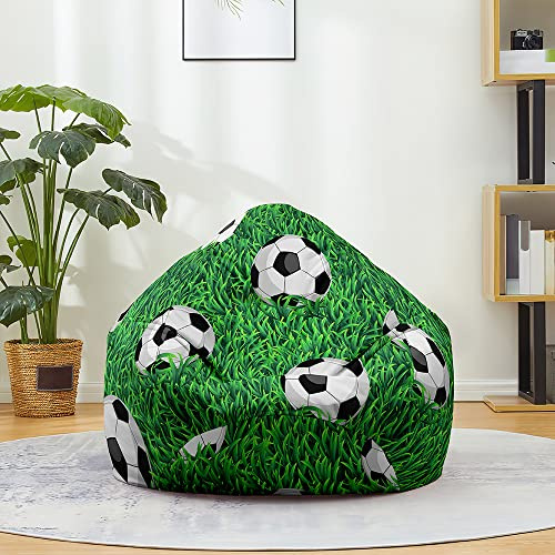 DOTBUY-SHOP Copertura per Poltrona Sacco Poltrona Senza Riempimento, Stampa Calcio Copridivano per Divano Pigro Fodera per Poltrona A Sacco per Divano (Erba,XL)