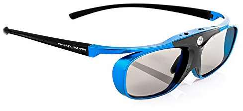 Hi-SHOCK Blue Heaven aktiva 3D-glasögon – kompatibel med DLP 3D-projektorer från Acer, BenQ, Optoma, Vivitec, Viewsonic, LG – uppladdningsbart batteri – 40 timmars batteritid | med glasögonfodral