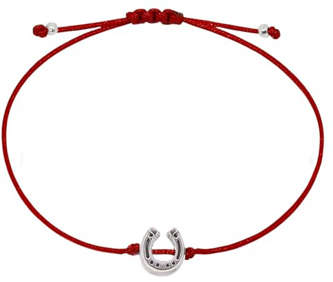 Selfmade Jewelry, bracciale con ferro di cavallo per donna in argento (lunghezza regolabile fino a 21 cm) - Bracciale portafortuna per donna e ragazza - Grigio - Con confezione regalo, 21 cm, Metallo