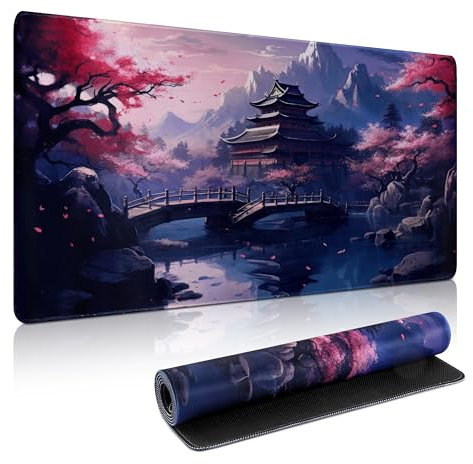 Yimomoyi Tappetino Mouse XXL, 900x400x3mm Tappetino Gaming, Mouse Pad con Base in Gomma Antiscivolo, Impermeabile Mousepad, Tappetino Scrivania Grande con Bordi Cuciti (E)