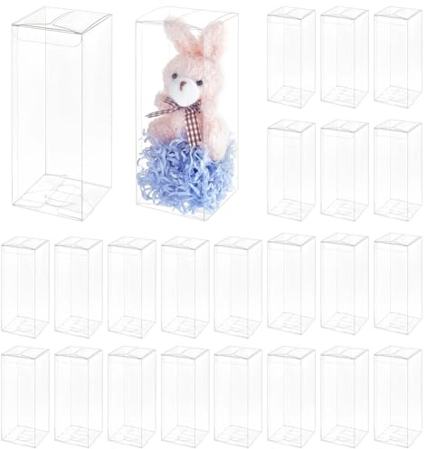 BENECREAT 30 scatola Cubica Rivestita In Pellicola, Scatole Trasparenti per Bomboniere Da 6x6x14cm Scatole Regalo Trasparenti In PVC per Compleanno, Matrimonio, Bomboniere
