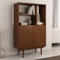 IDIMEX Highboard Simona mit offenem Regal aus Massivholz Kastanien Farben – Wohnzimmer Kommode mit 3 offenen Fächern und 2 Türen – Bücherregal mit Türen – Retro Holzschrank