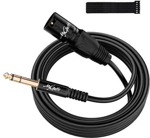 Mygatti Jack 6,35 mm (1/4 tum) TRS till XLR mikrofonkabel 5 m, balanserad stereo TRS-kontakt till 3-polig XLR-kontakt för gitarr, mikrofoner, högtalare, förstärkare, scen, DJ, konsoler och mer + 5
