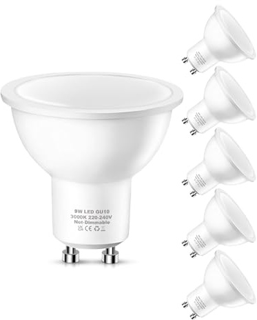 GU10 LED lampe blanche chaude, 9W 3000K 800 Lumens ampoules blanches chaudes, Lampe halogène de 80W remplacée, Angle de rayonnement 120 ° lampes réflectrices, Ampoules à LED non dimmables, 6 pièces