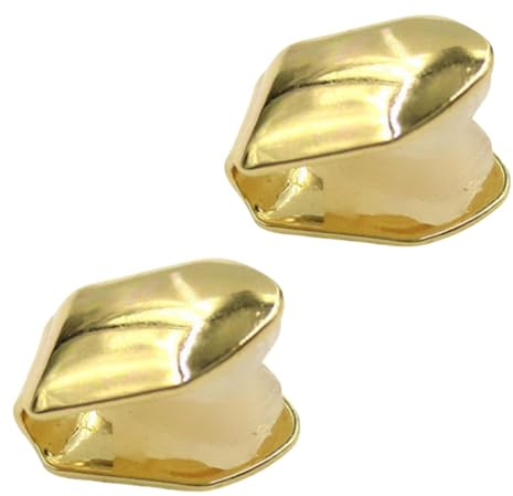 2Pcs Solid Hip Hop Teeth Plain,Shiny Hip Hop Teeth Grill Caps,Gold Tooth Cap,Single Top Fang Tooth Grills Cap,Fake Gold Teeth,Temporary Tooth Decoration for Adult,for Party Cosplay,Easy to Wear