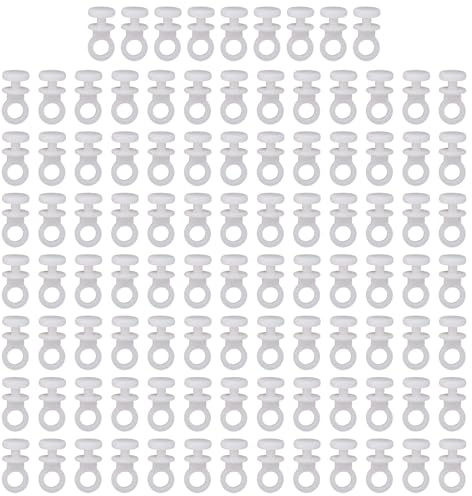 100PCS Curtain Track Gliders Caravan Curtain Rail Gliders Effortless Gliding Ceiling Rail Slider Hooks Plastic White Track Hook Rollers Window Door Shower (Head 9mm)