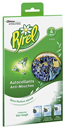 pyrel Window Fly Stickers, Efficiency 4 Month, Iris, Insecticide, Set of 4