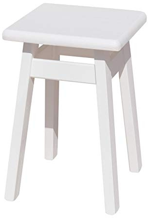k koma Taburete de madera de pino de madera maciza (BLANCO)