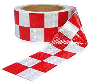 RAMROXX Signalband Markierungsband Absperrband selbstklebend reflektierend kariert 60m