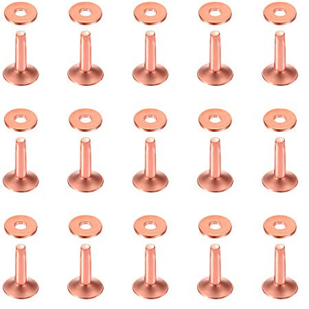 Swpeet Lot de 50 rivets et bavures en cuivre 10 × 3,3 × 12 mm pour ceintures, portefeuilles, colliers, produits en cuir, ceintures, portefeuilles, colliers, fournitures artisanales
