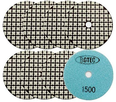 BGTEC 100mm Set di Tamponi Diamantati a Secco 8 pezzi #1500 Kit di Tamponi per Granito, Marmo, Pietra, Quarzo, Piastrelle, Bordi del Pavimento in Cemento, Lucidatura del Controsoffitto