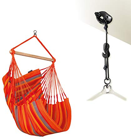 LA SIESTA® - Domingo Basic Size hängstol + monteringssats - väderbeständig med bambuträ - 360° rotation - generösa mått - bekväm höjdpunkt för trädgården