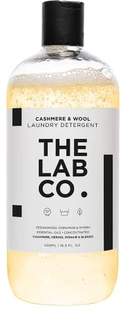 The Lab Co. Cashmere & Wool Laundry Detergent – 500ml (32 Washes) – Gentle Wash for Cashmere, Merino, Mohair & Wool Blends – Hand & Machine Wash Safe – Non-Bio - Myrrh, Cinnamon & Cedarwood Scent