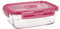 LUMINARC Pure Box Rubi Rechteckiger luftdichter Glasbehälter mit rosa Deckel 1,22 Liter