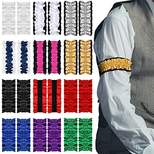 Tarpop 12 Pairs 20s Sleeve Garters Armbands Shirt Sleeve Holders for Men Women Roaring Arm Garters Shirt Belt Costume Armband Belt, Multicolor