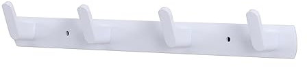 ALXBSONE Robe Towel Hooks Multi-Functional Hook Rack, Non-Perforated Clothing Wall Hangers, Aluminum Towel Hooks for Fitting Closets, Bathrooms, Hallways(White-4 Hooks)