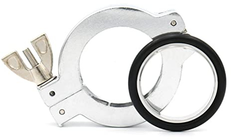 Brewing tool 2Pcs KF16 25 40 50 Aluminum Vacuum Double Pin Tri Clamp Flange Ni Plated With SS304 Centering Ring And FKM O-Ring Pipe Fittings Home brewing (Color : Suit, Size : KF25_5 PCS)