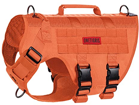 OneTigris Imbracatura No-Pull per Cani - AIRE MESH, Regolabile, Ultra Traspirante, per Grandi e Medie Dimensioni, Pettorina con 2 Manici