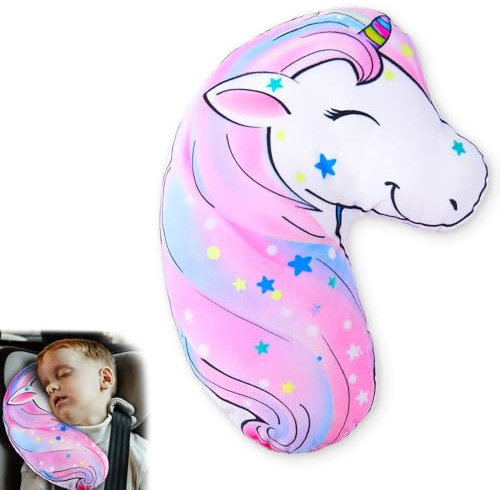 Beinou Gurtpolster Kinder Gurtkissen Autogurt Polster Schlafkissen Auto Sicherheitsgurt Kissen Einhorn Nackenstütze Kopfstütze Pad