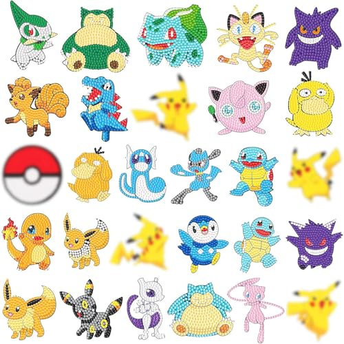 GOACRS Diamond Painting Kinder, 28 Stück Cartoon Diamant painting Aufkleber, DIY Diamant Aufkleber Kit, diamond painting anime, Geschenke für Jungen und Mädchen (28)