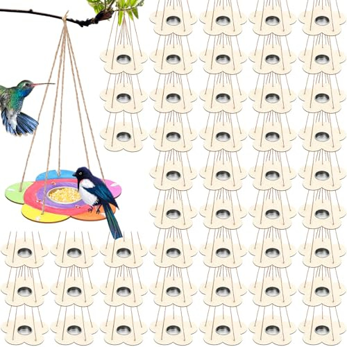 DoubleFill 48 Pcs Bird Feeder Craft Kits for Ages 3-8 Arts and Crafts DIY Wooden Painting Kits Outdoor Toys Party Favor Gifts