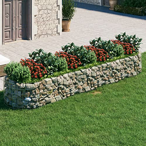 Chaduof Gabionen-Hochbeet, Kräuterspirale, Hochbeet Im Garten, Pflanzkübel, Pflanzsteine, Verzinktes Eisen 400x100x50 cm
